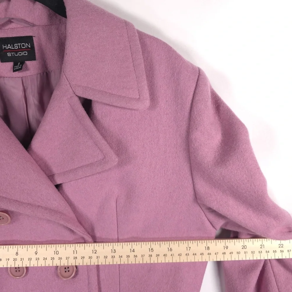 HALSTON STUDIO‎ WOOL Blend Pink Coat Double Breasted UKRAINE🇺🇦MADE Size 8